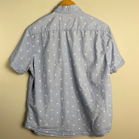 Denim & Flower Ricky Singh Men's Blue Palm Trees Short Sleeve Button Up Shirt L - Picture 6 of 13